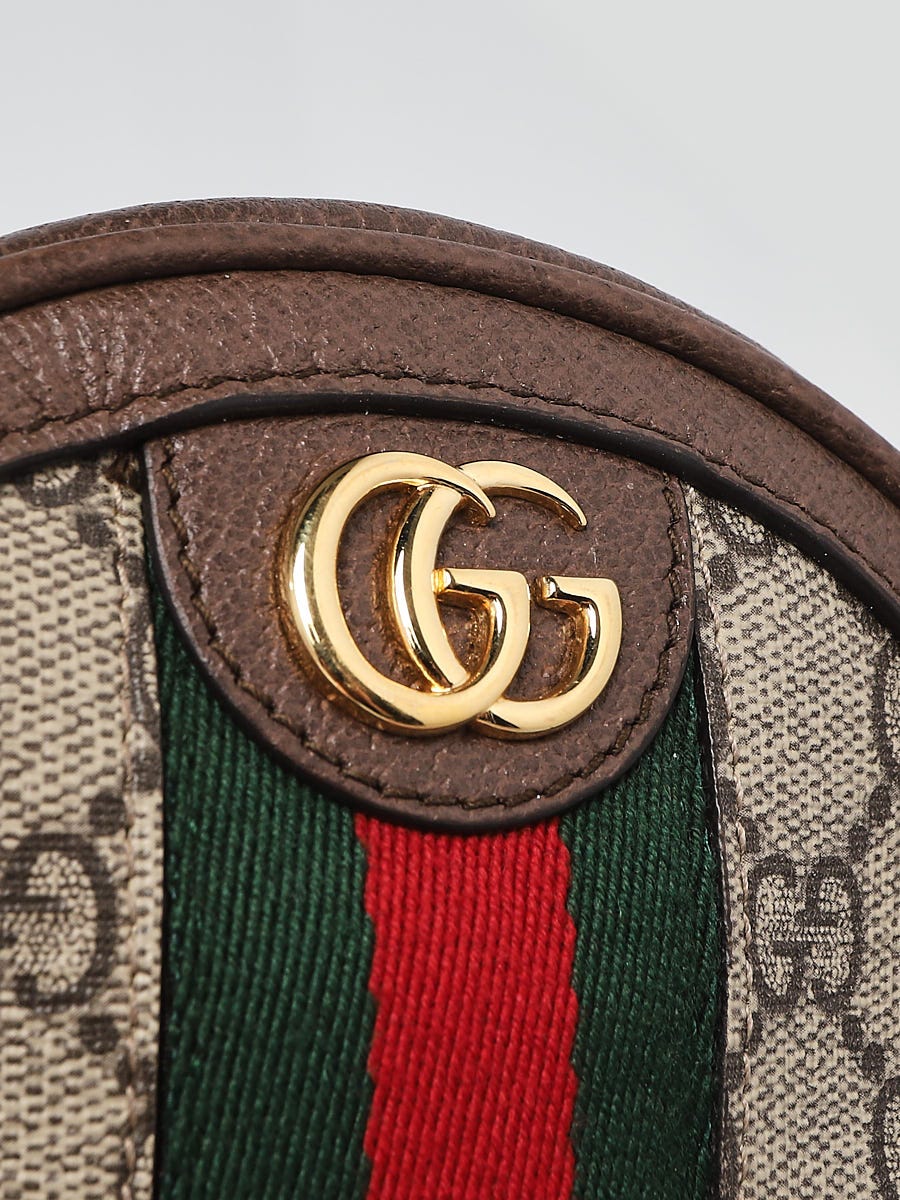 Gucci Beige/Ebony GG Canvas Ophidia Round Mini Backpack Bag - Yoogi's Closet