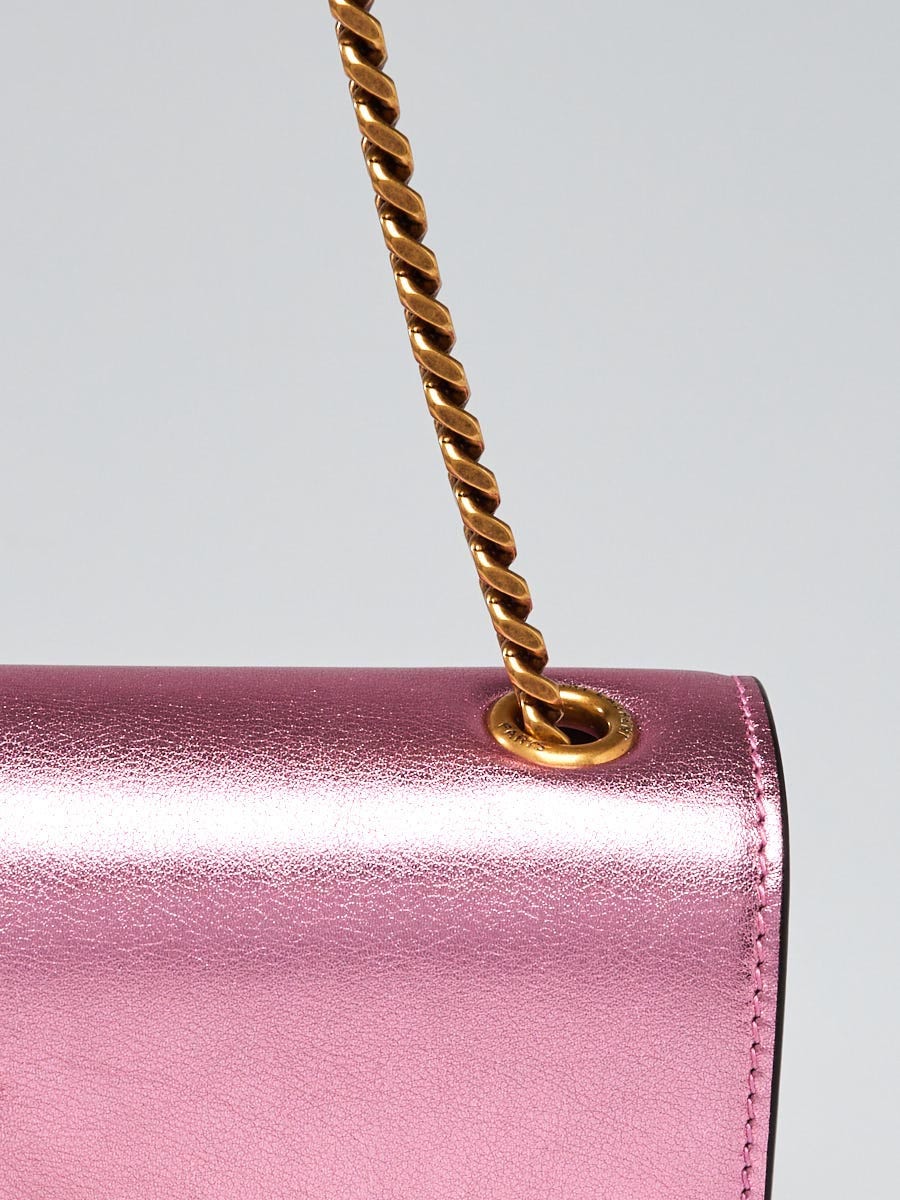 Yves Saint Laurent Metallic Pink Leather Small Kate Bag - Yoogi's Closet