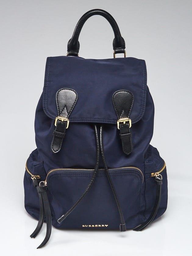 Burberry Blue Technical Nylon and Leather Medium Rucksack Backpack Bag