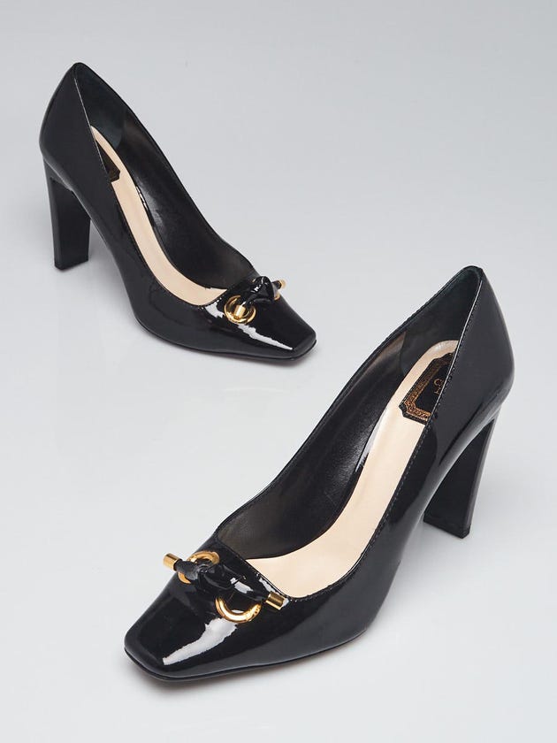 Christian Dior Black Patent Leather Babydoll Uniforme Square Toe Pumps Size 10.5/41