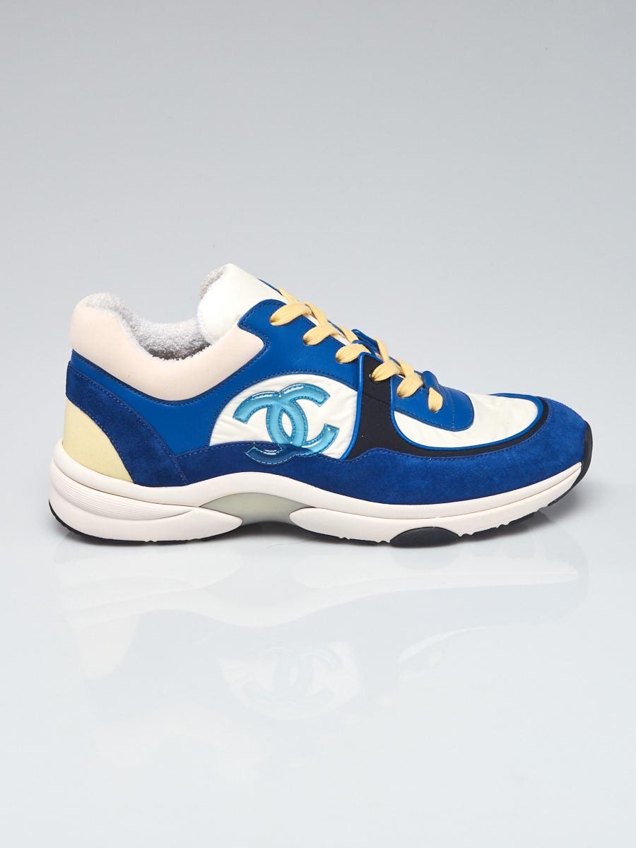 Chanel Tri-Color Suede and Leather CC Sneakers Size 10.5/41