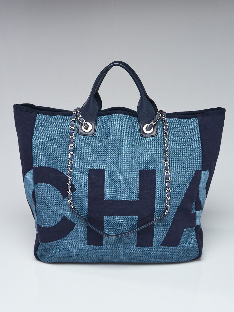 Amazing Chanel Deauville Tote bag in blue electric and orange canvas, SHW