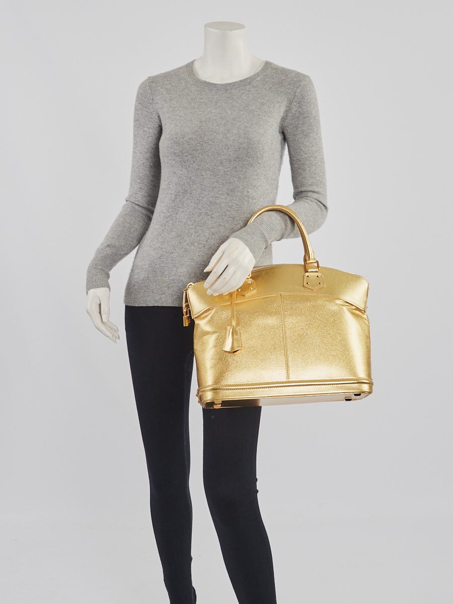 Gold Louis Vuitton Metallic Suhali Lockit MM Handbag