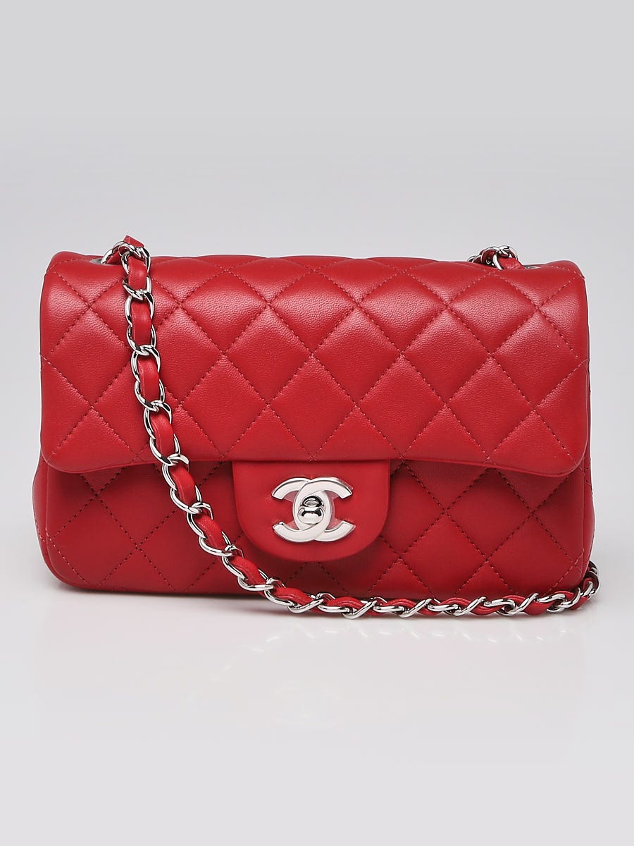 Chanel Red Lambskin Leather Classic Rectangular Mini Flap Bag