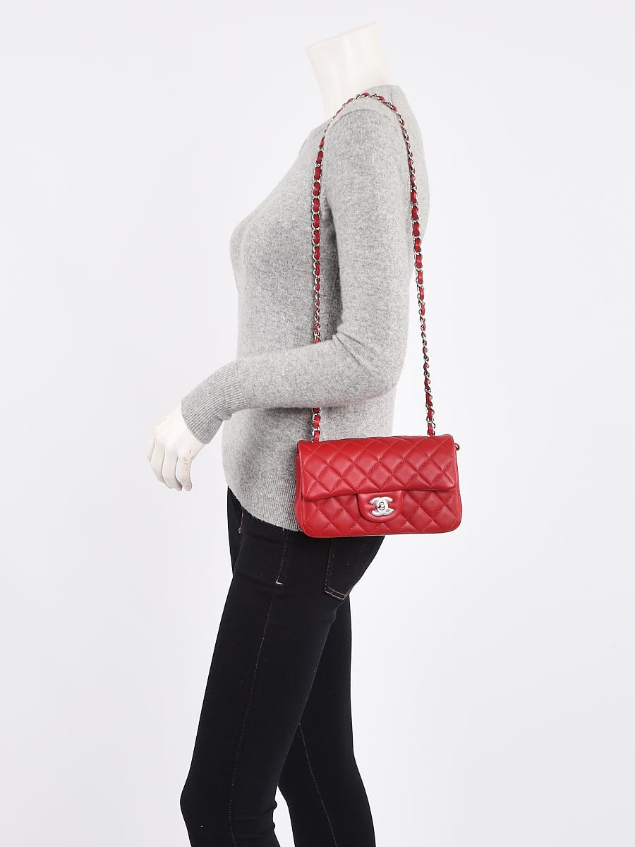 Chanel Red Lambskin Leather Classic Rectangular Mini Flap Bag - Yoogi's  Closet