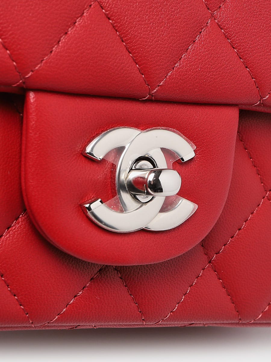 Chanel Red Lambskin Leather Classic Rectangular Mini Flap Bag