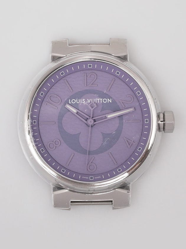 Louis Vuitton 41.5mm Stainless Steel and Lilac Swiss Quartz Tambour Watch Face