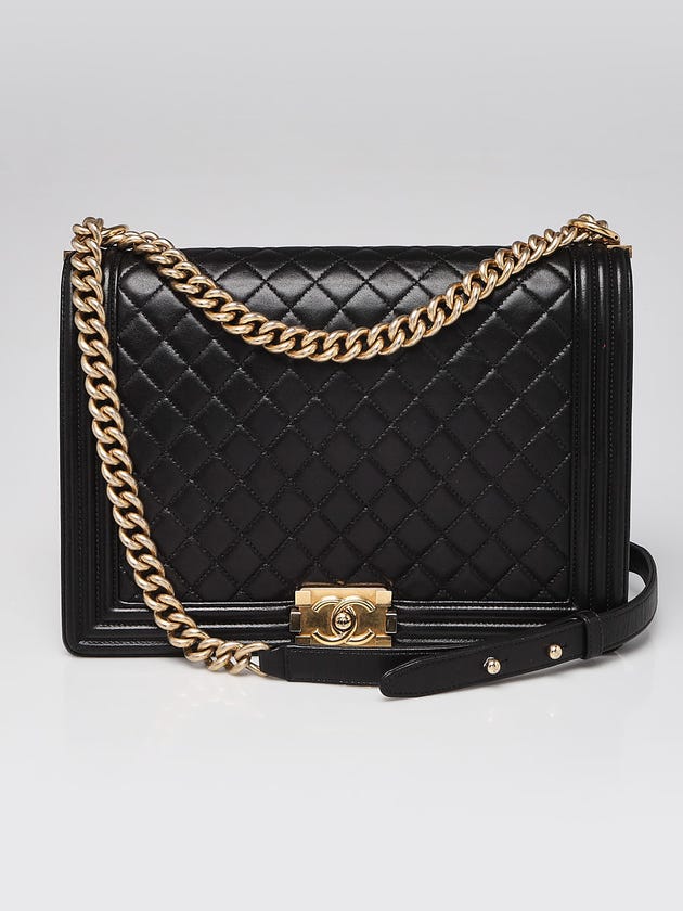 Chanel Black Quilted Lambskin Leather Large Boy Bag