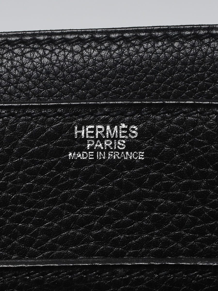 Hermes 35cm Black Clemence Leather Palladium Plated Steve