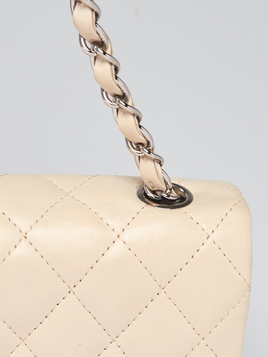 Chanel Dark White Quilted Lambskin Leather East/West Flap Bag