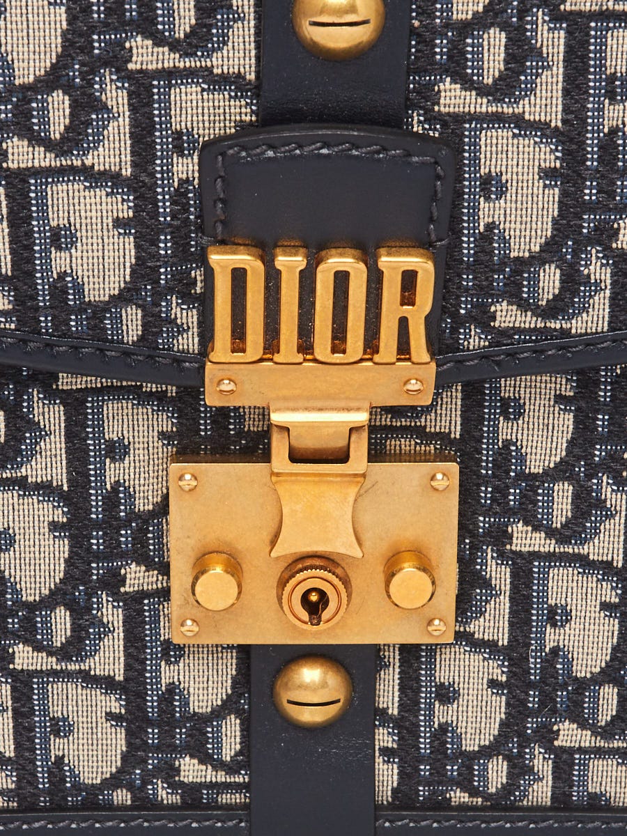 Christian Dior Blue Oblique Canvas DiorAddict Square Flap Bag