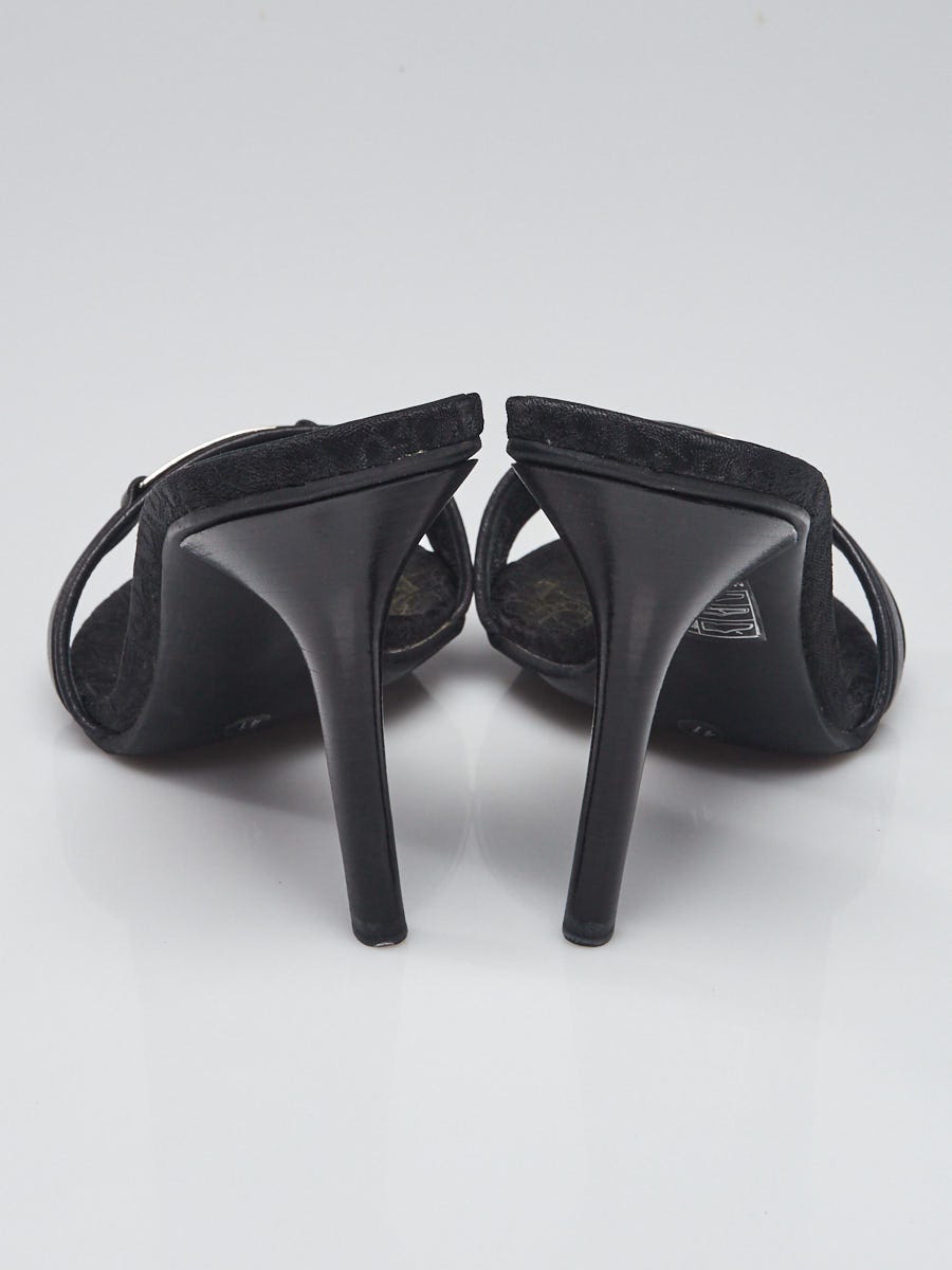 Christian Dior Black Diorissimo Canvas Open Mules Sandals Size