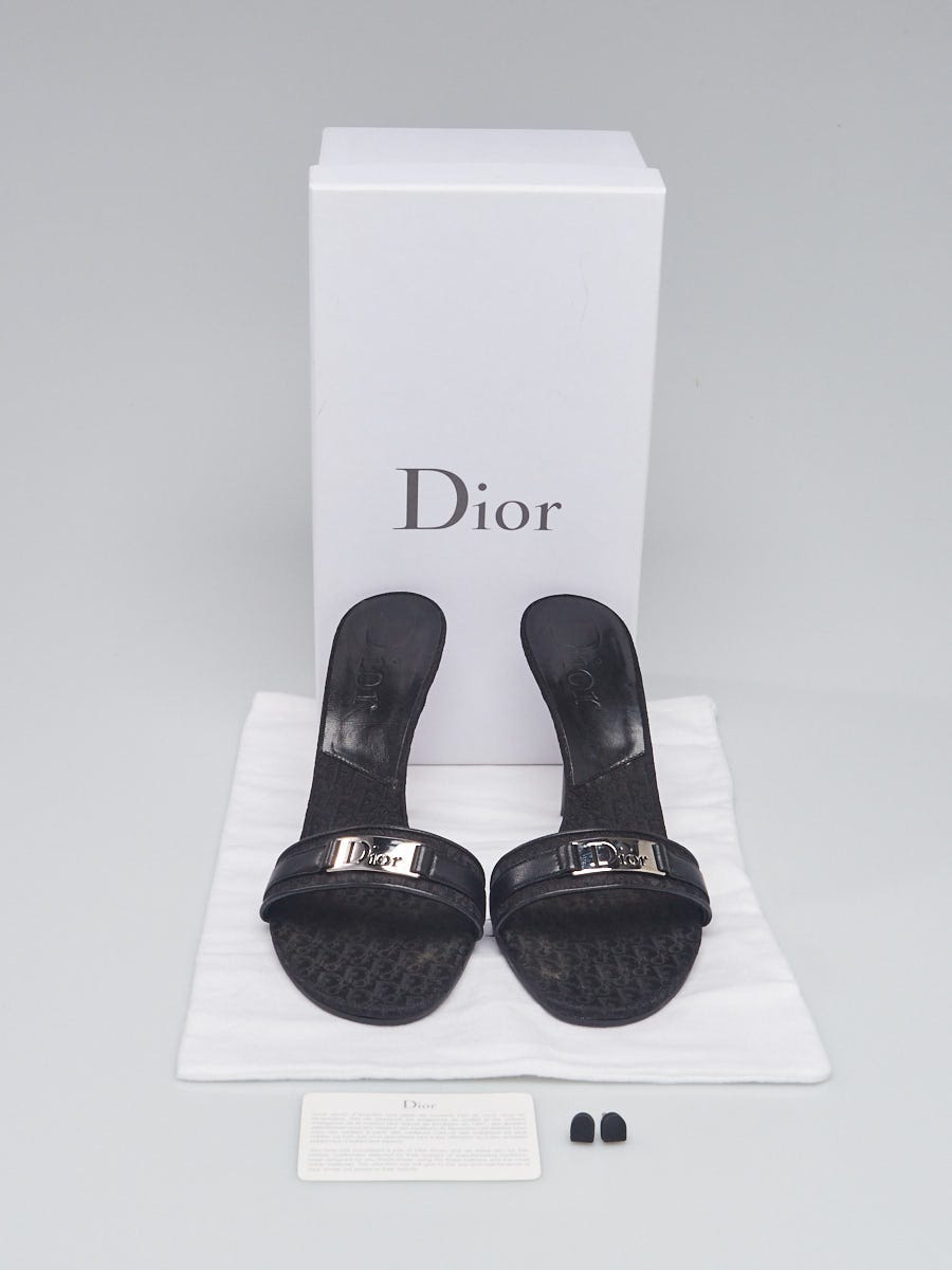 Christian Dior Black Diorissimo Canvas Open Mules Sandals