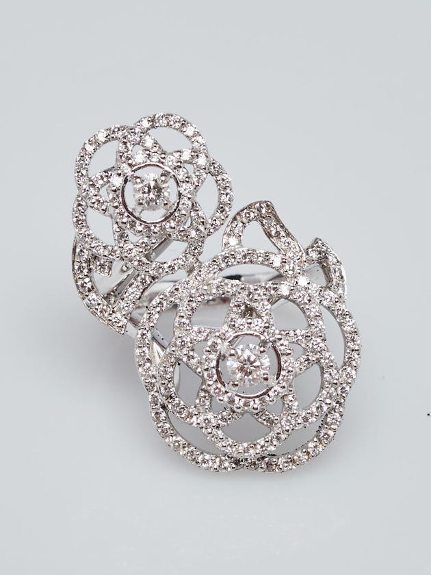 Authentic Chanel Rings Chanel 18k White Gold and Diamond Camellia Ring Size 4.5 | Yoogi's Closet