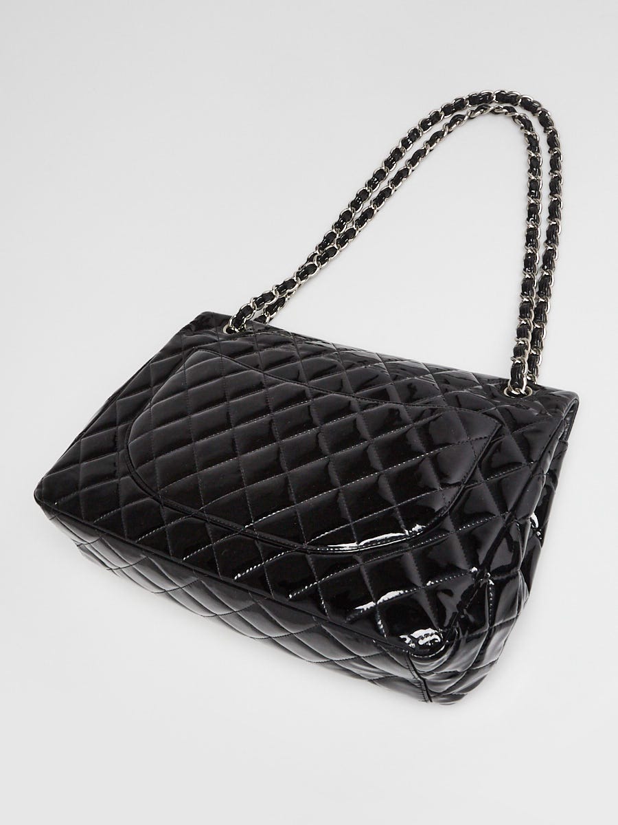 Chanel Black Quilted Patent Leather Classic Maxi Double Flap Bag
