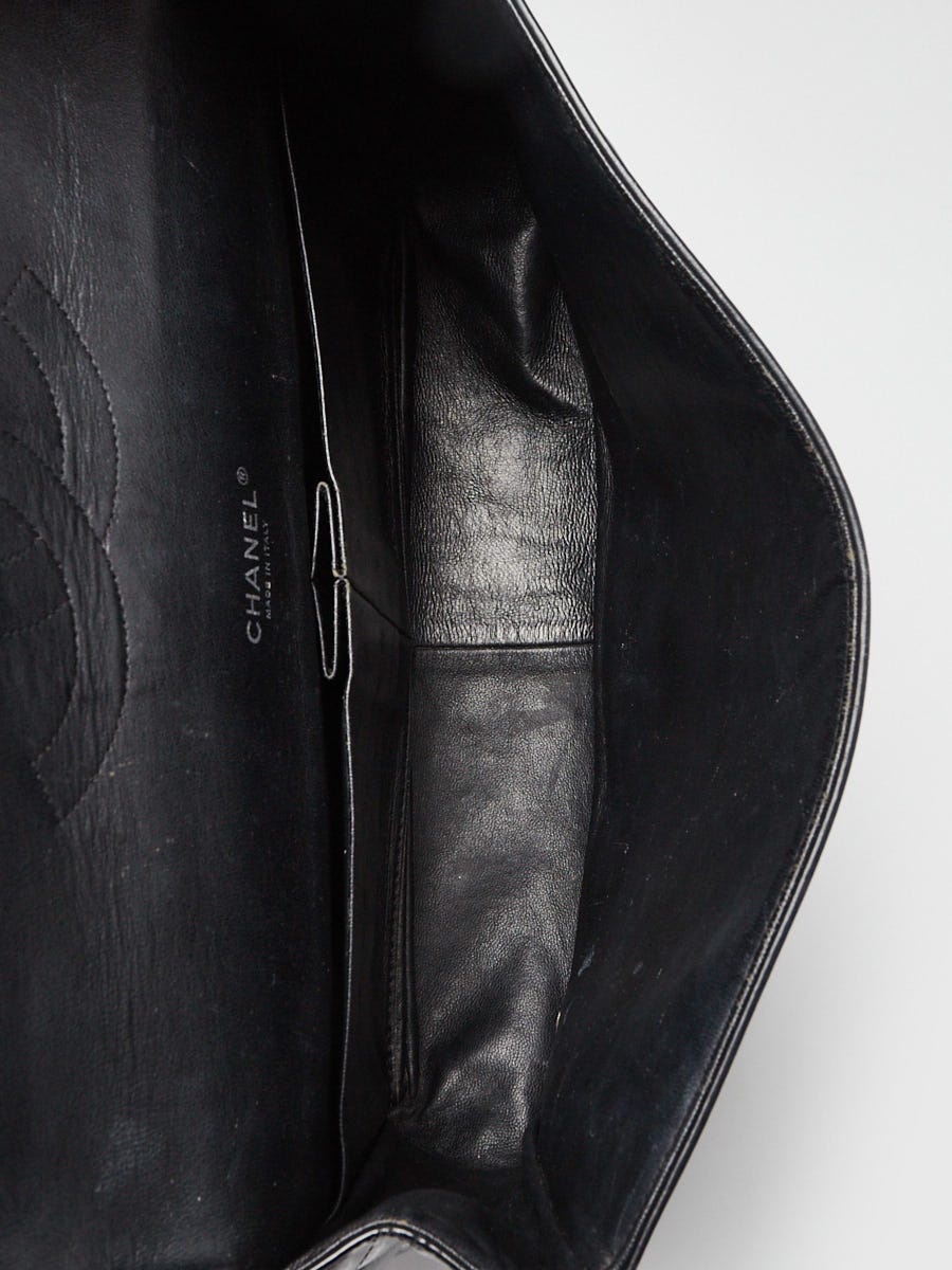 Chanel Black Quilted Patent Leather Classic Maxi Double Flap Bag