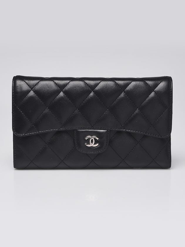 Chanel Black Quilted Lambskin Leather L Flap Wallet