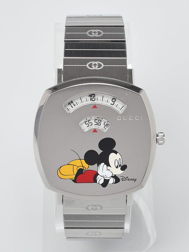 Gucci x Disney 38mm Silvertone Metal Mickey Mouse Grip Watch