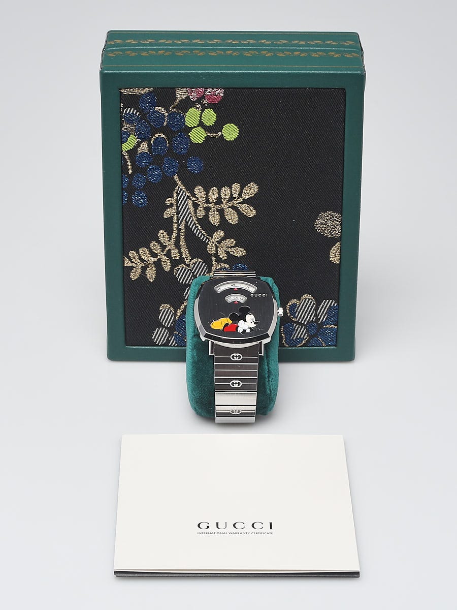 グッチ　ディズニー Gucci x Disney 38mm Silvertone Metal Mickey Mouse Grip Watch