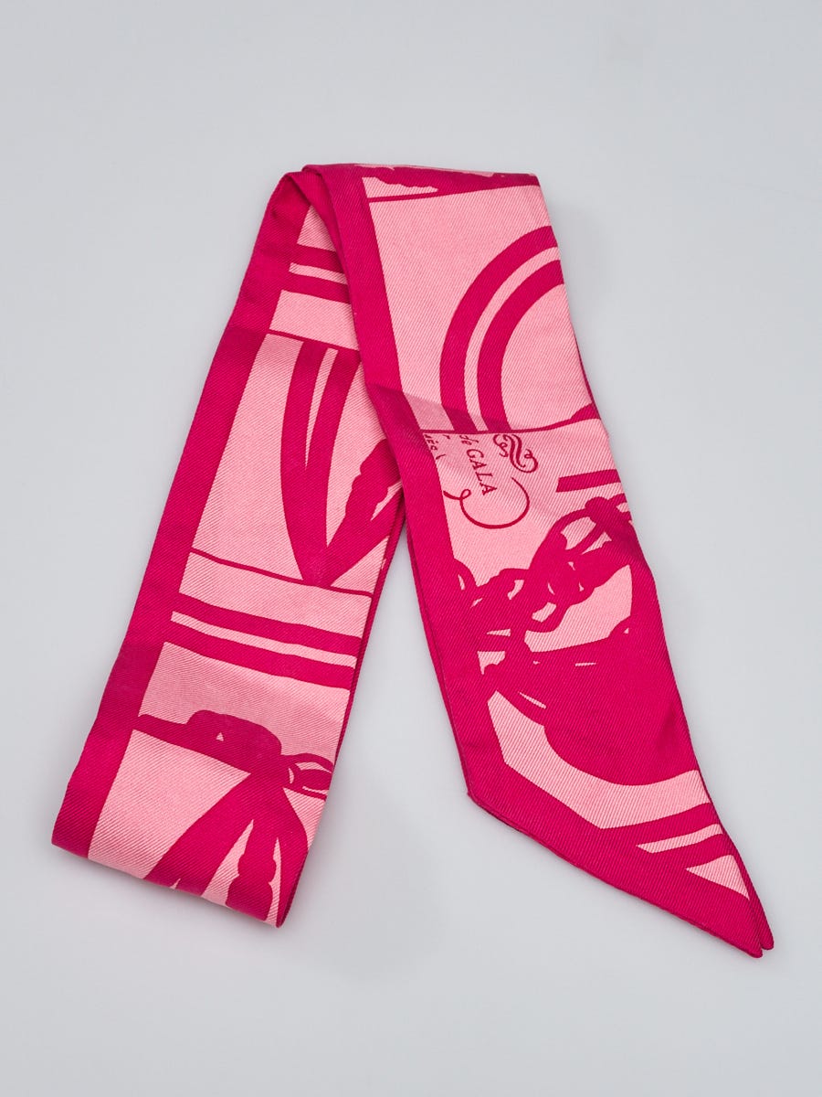 Pink Fans Silk Twilly Scarf