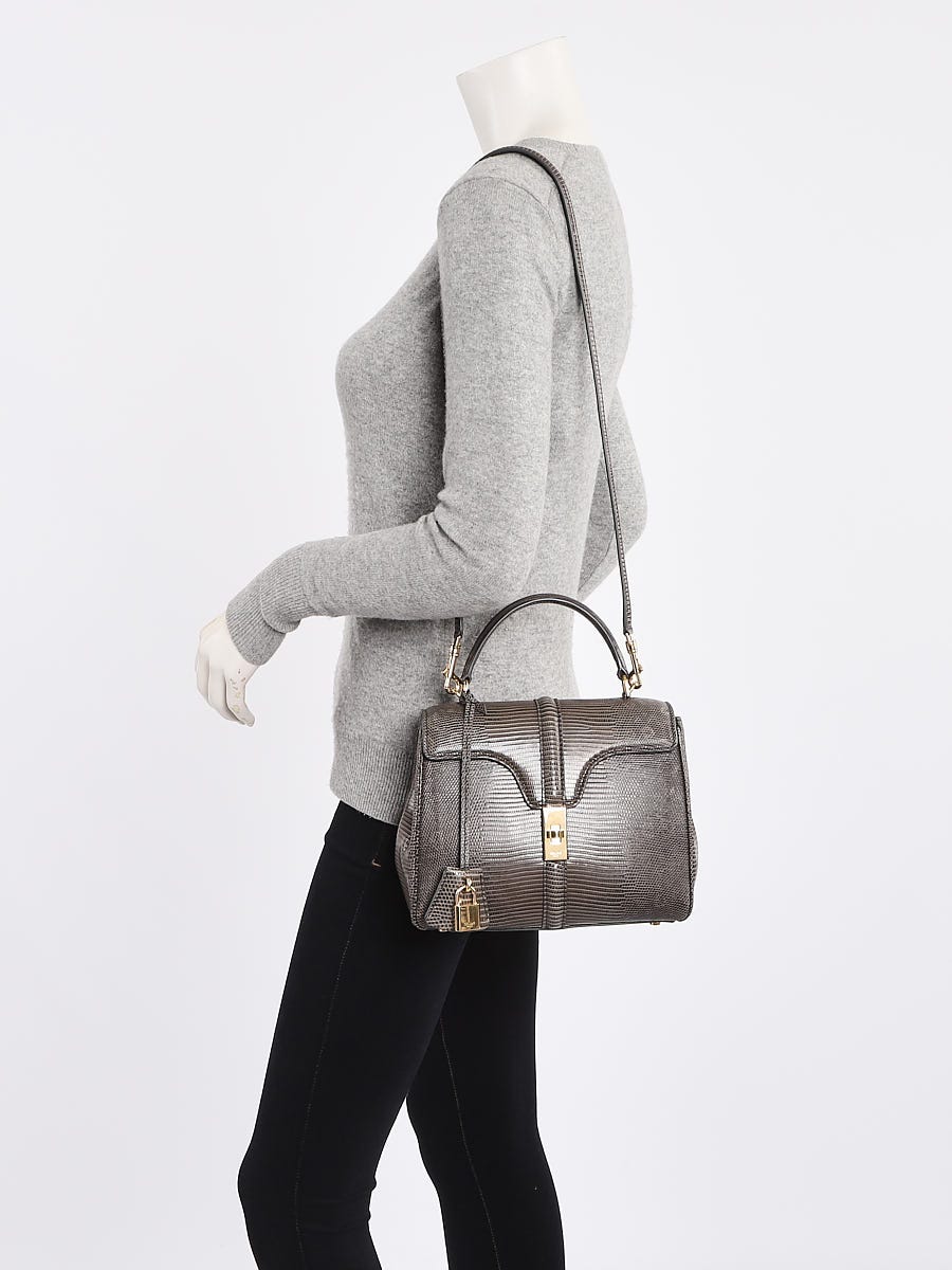 Celine Grey Lizard Small 16 Top Handle Bag | Yoogi's Closet