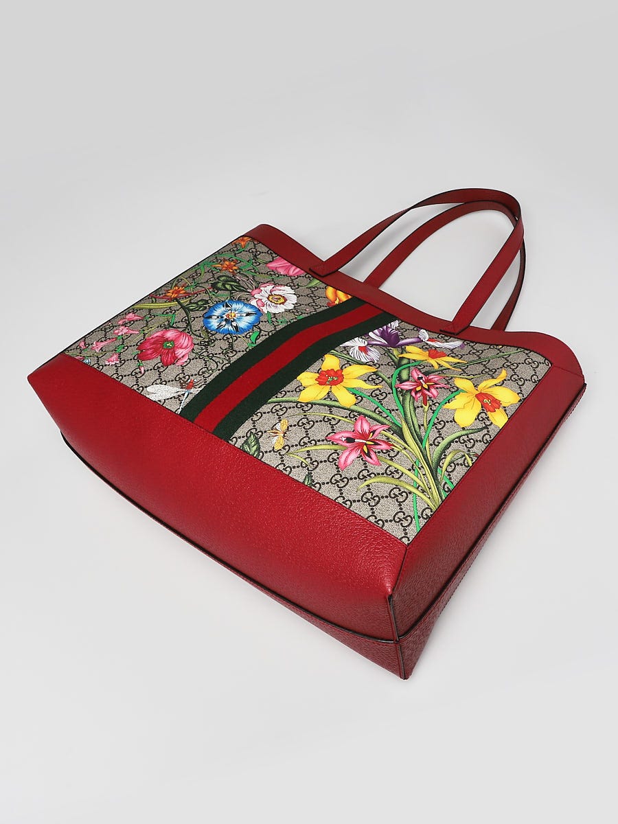 Gucci Red Supreme GG Flora Coated Canvas Ophidia Large Tote Bag - Yoogi's  Closet