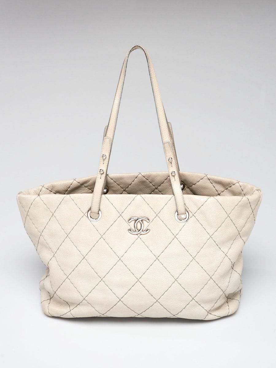 Chanel Light Grey Quilted Glazed Leather On the Road Tote Bag - Yoogi's  Closet