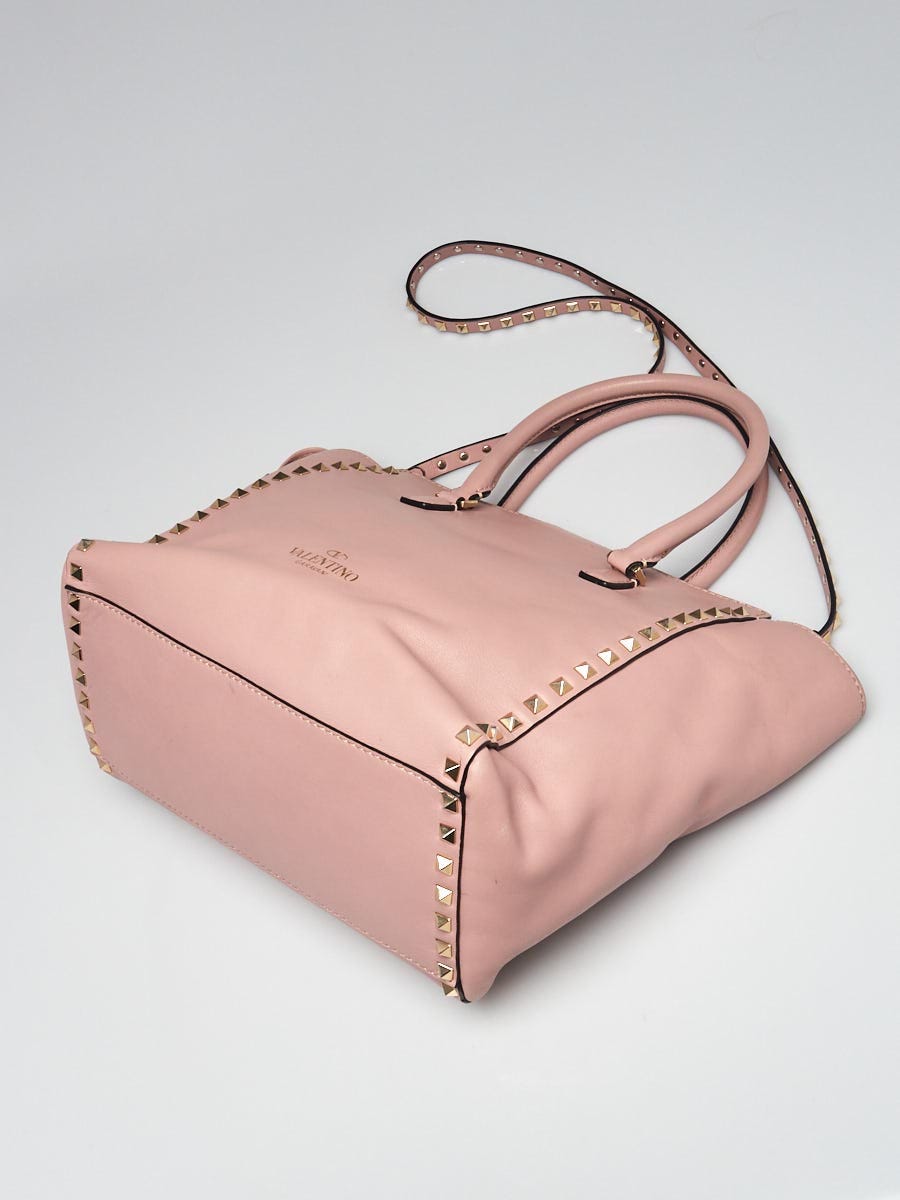 VALENTINO Rockstud Leather Medium Tote Shoulder Bag Pink