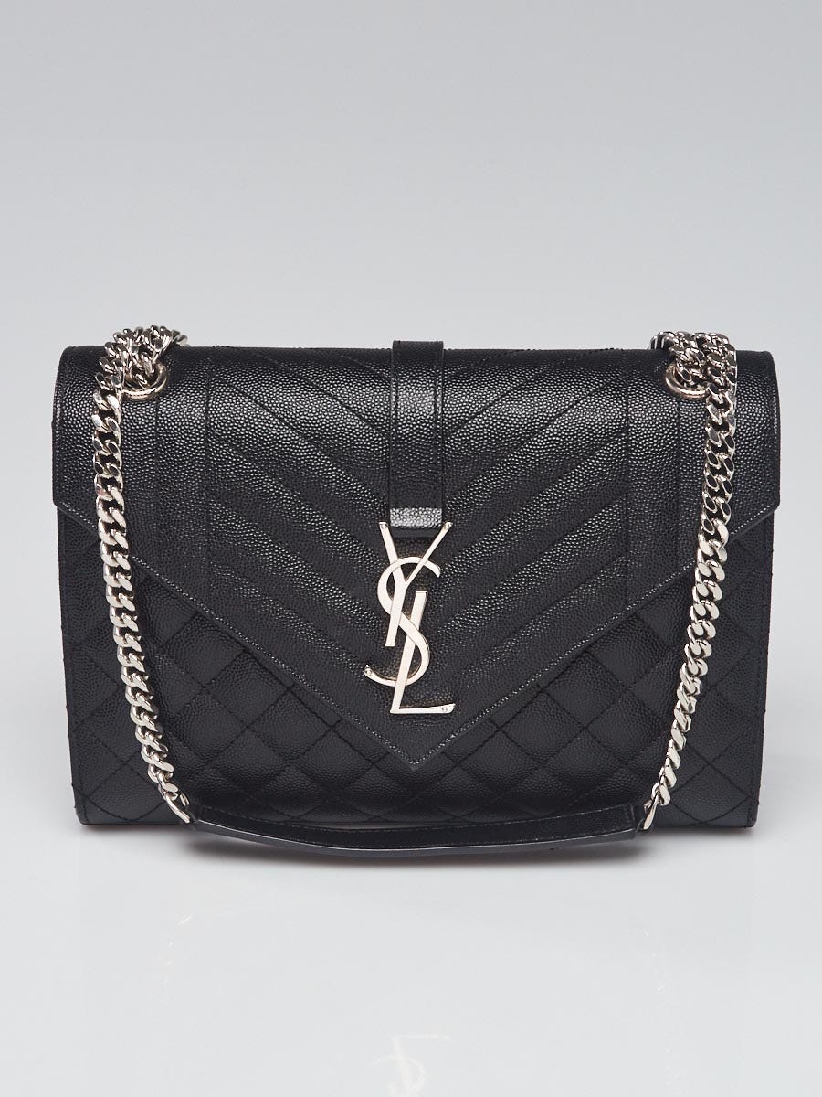 【美品】YVES SAINT LAURENT ローゲージマフラー ピラーティ期 Yves Saint Laurent Black Quilted 3 Mix Matelasse Leather