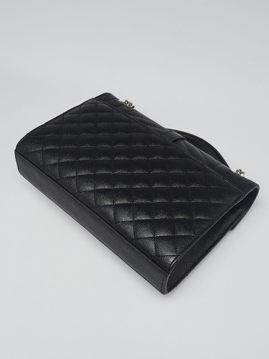 【美品】YVES SAINT LAURENT ローゲージマフラー ピラーティ期 Yves Saint Laurent Black Quilted 3 Mix Matelasse Leather