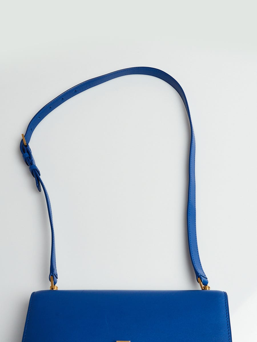 Yves Saint Laurent Blue Leather Carre Satchel Crossbody Bag