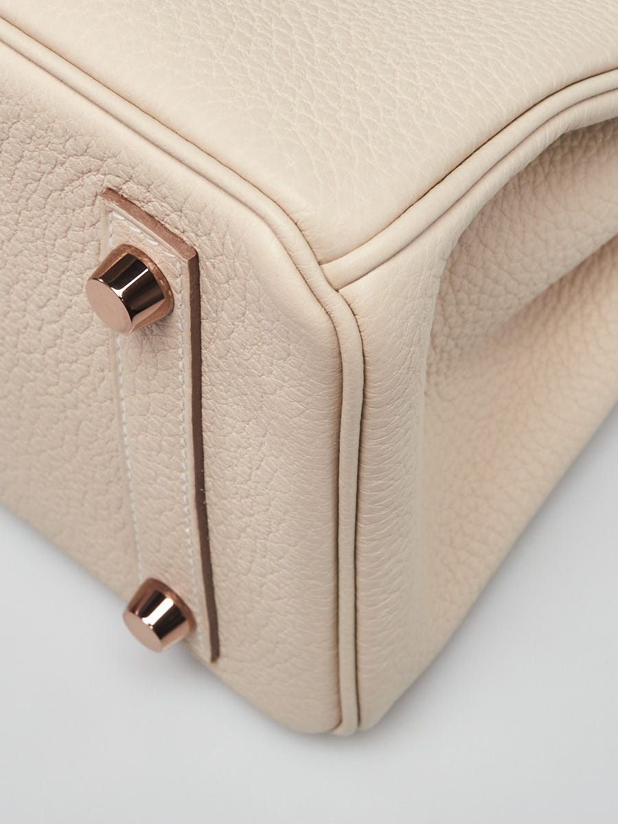 HERMES キュリオジボックスゴールド 中古品 Hermes 25cm Craie Togo Leather Rose Gold Plated Birkin Bag
