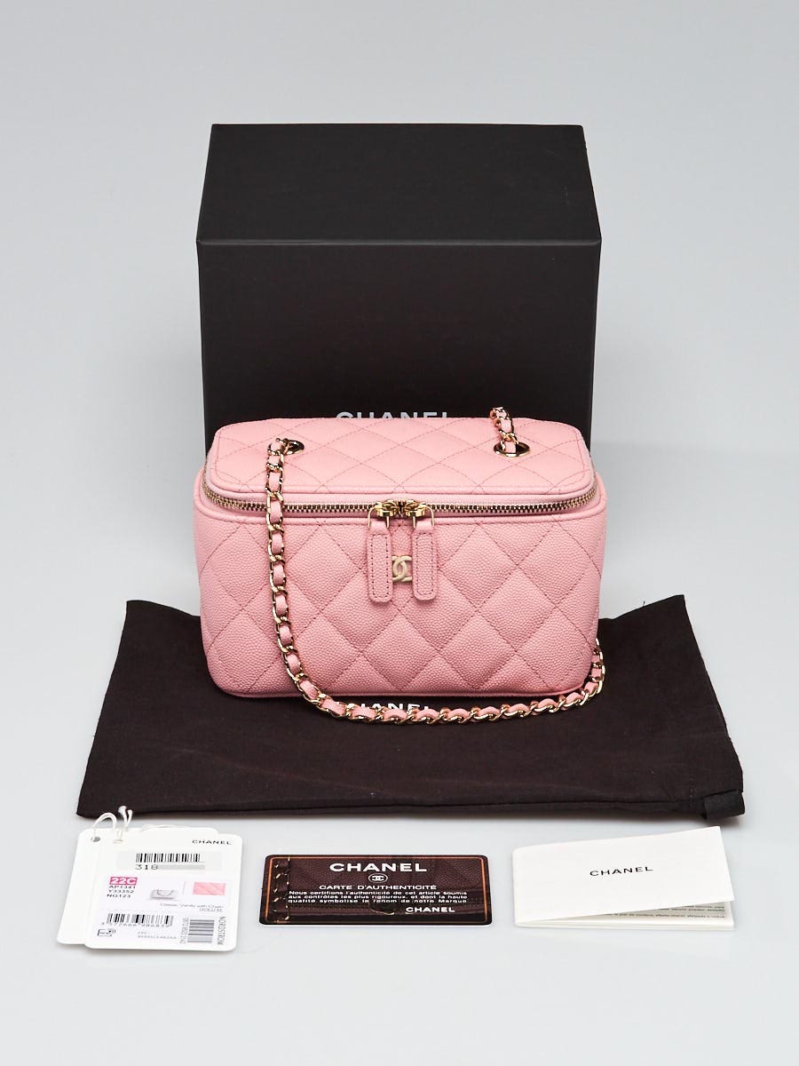Chanel Pink Quilted Caviar Leather Small Vanity Case with Chain Bag - Yoogi's  Closet