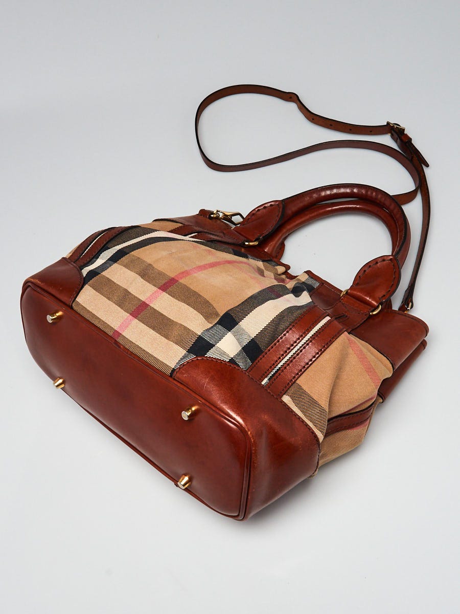Burberry Brown/Smoke House Check Coated Canvas and Leather Small
