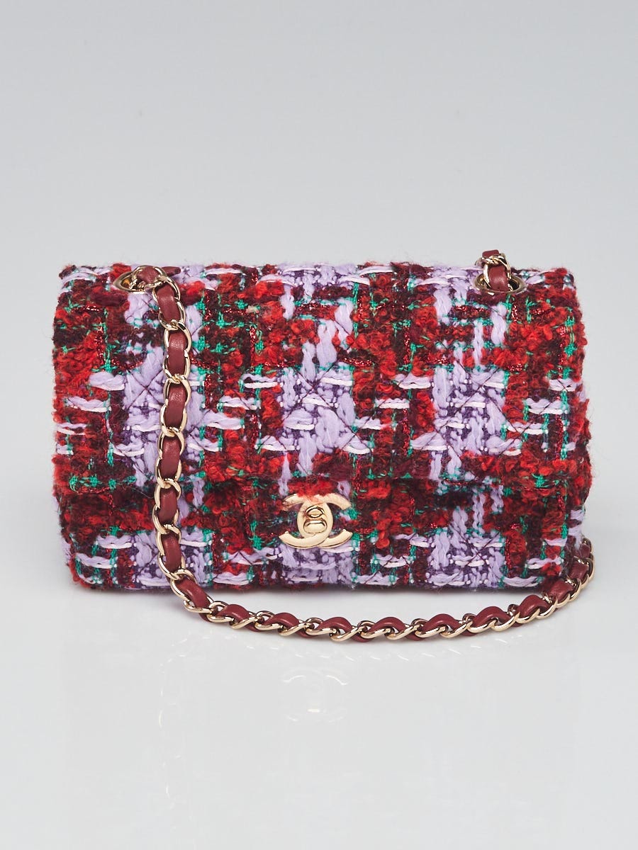 Chanel Purple/Red/Green Quilted Tweed Fabric Classic Rectangular Mini Flap  Bag - Yoogi's Closet