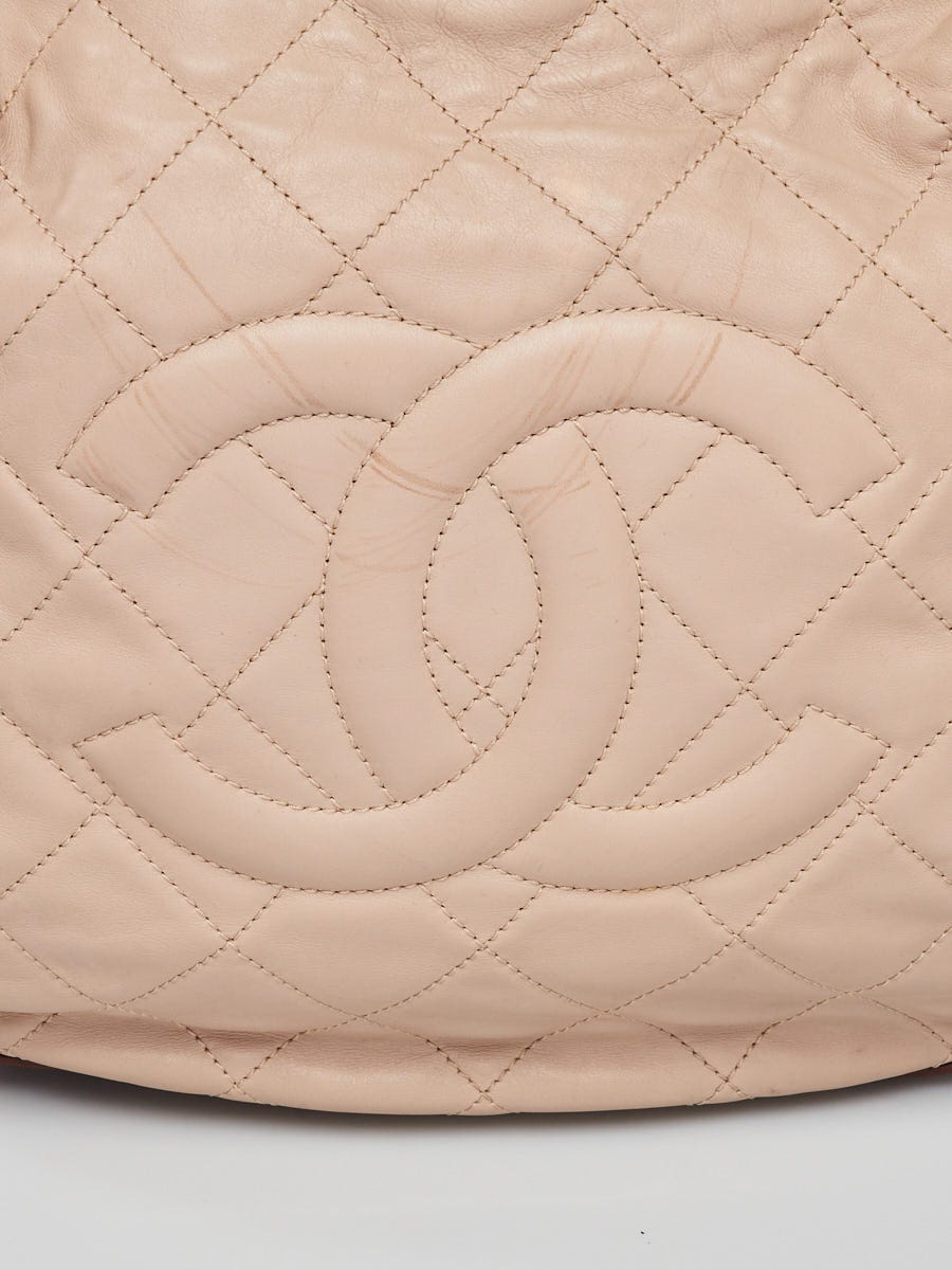 Chanel Ecru/Brown Quilted Leather Country Chic Tote Bag - Yoogi's