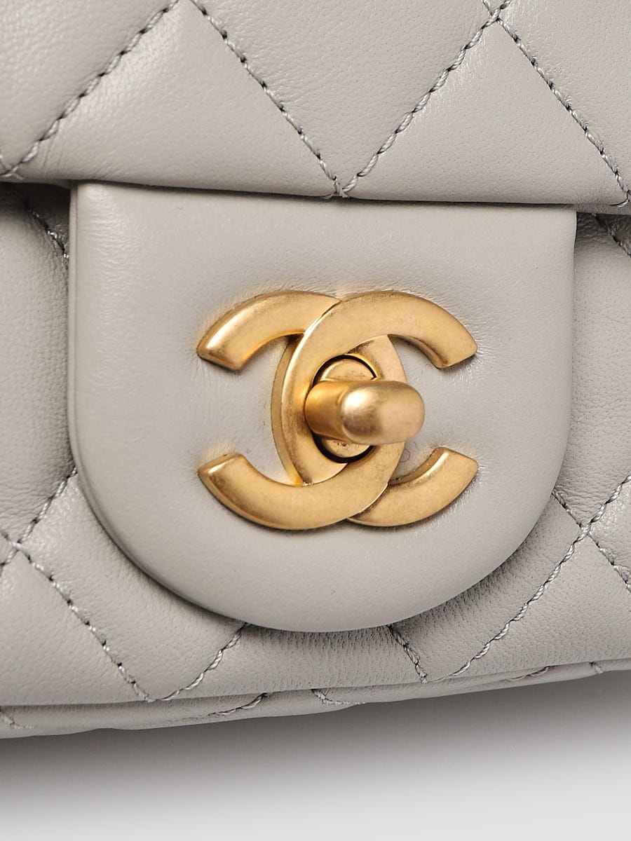 Chanel Mini Rectangular Flap Bag with Top Handle Dark Blue Lambskin Light  Gold Hardware in 2023