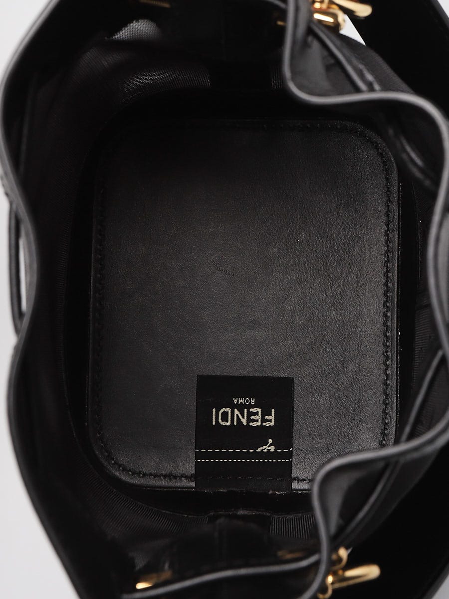 Fendi Black Leather and Mesh Mon Tresor Mini Bucket Bag-8BS010