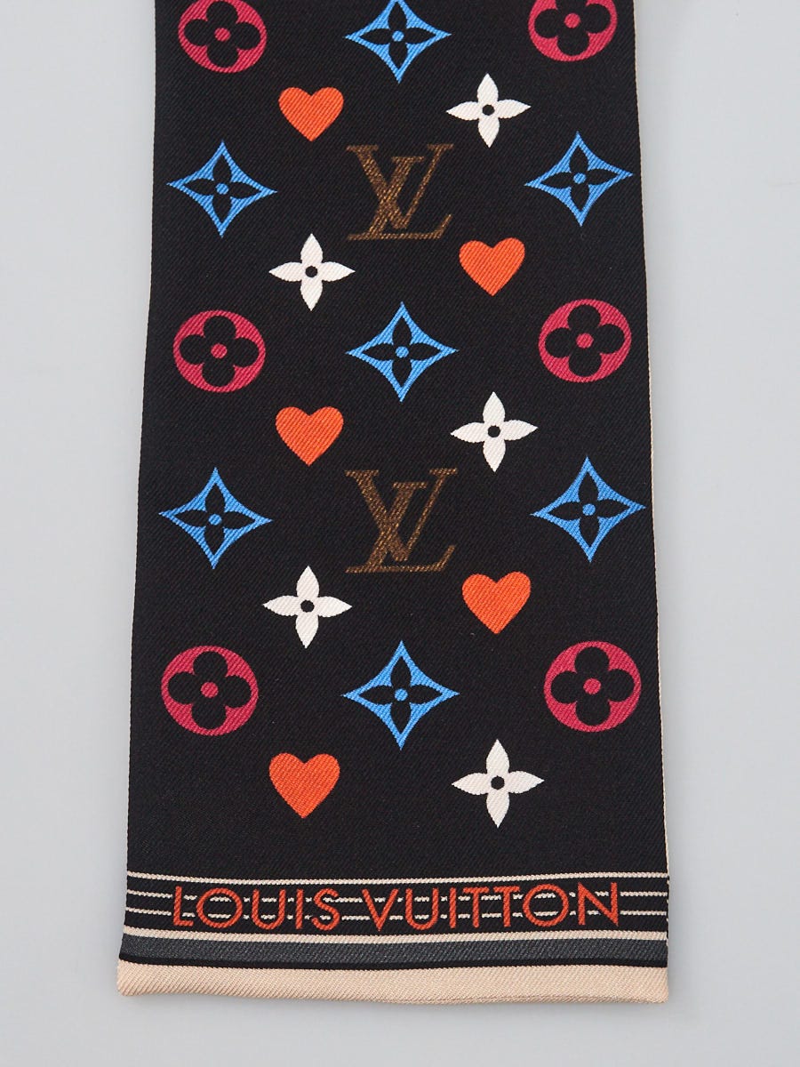 Louis Vuitton LOUIS VUITTON Monogram Game On Bando Twilly Scarf Black White  MP2904