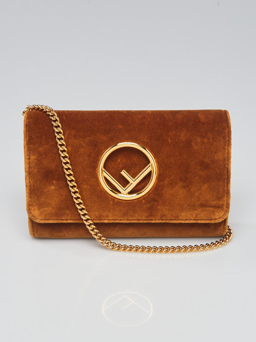 Fendi Brown Velvet Wallet On Chain Bag 8BS012 | Yoogi's Closet