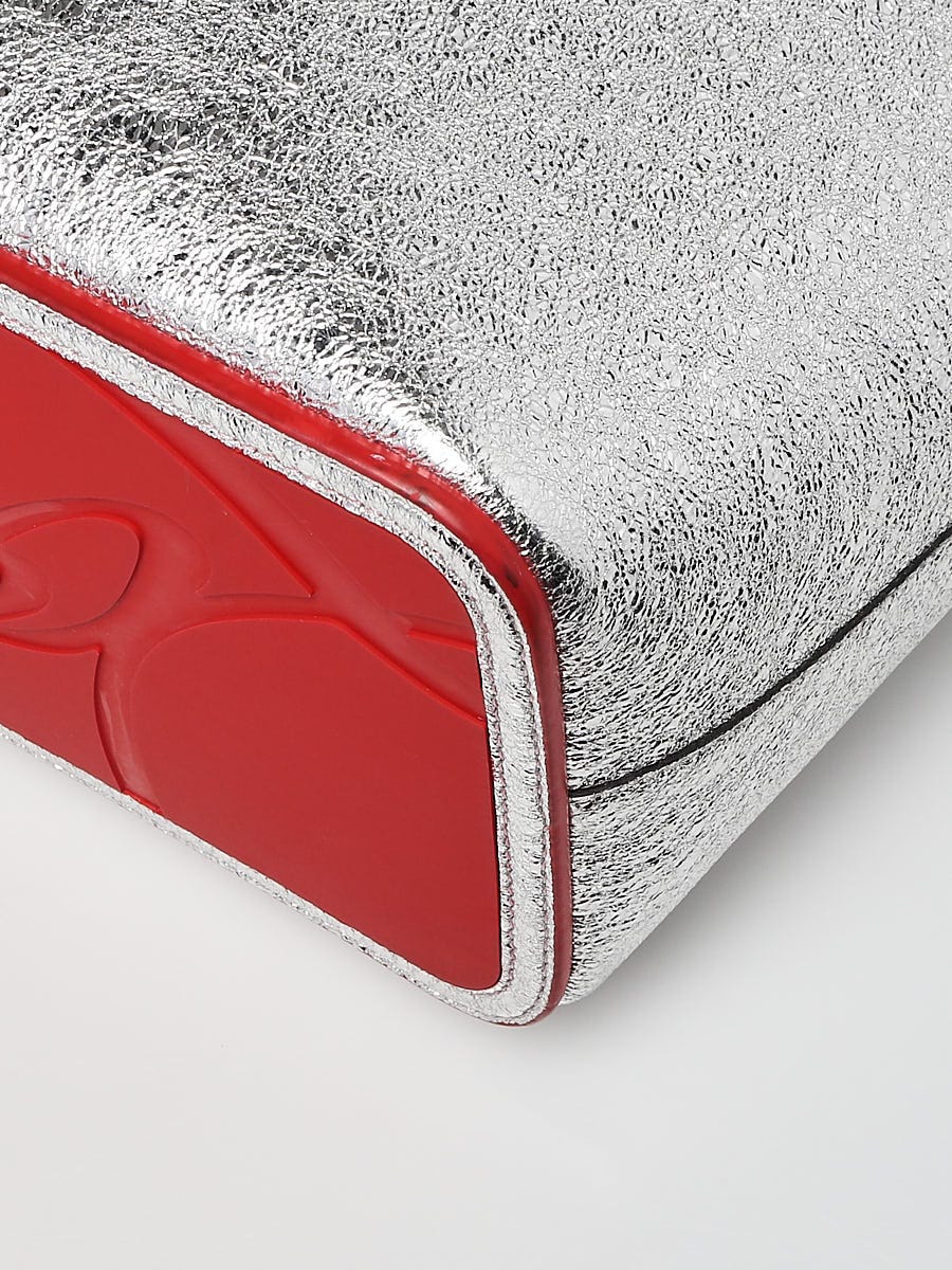 Christian Louboutin Silver Crackle Leather Cabata East/West Tote