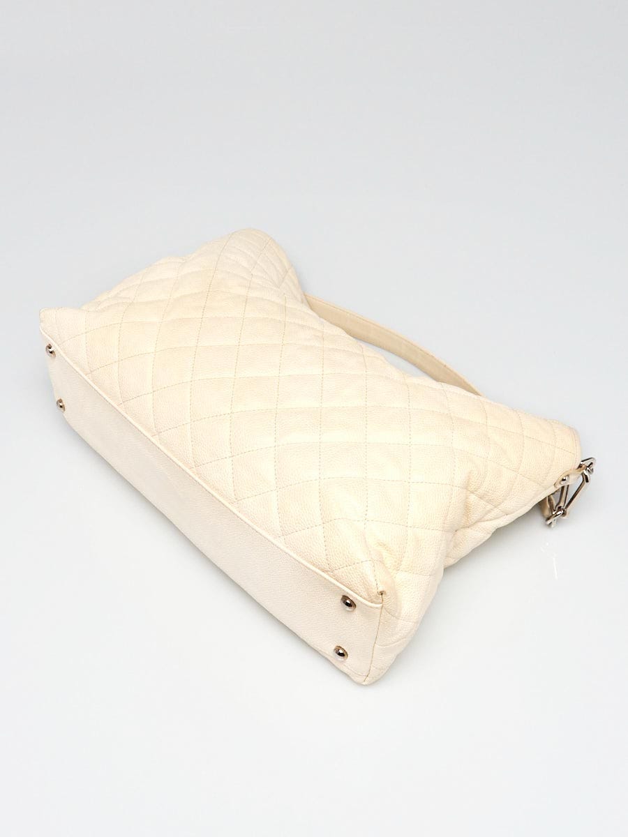 Chanel Dark White Quilted Caviar Leather French Riviera Hobo Bag - Yoogi's  Closet