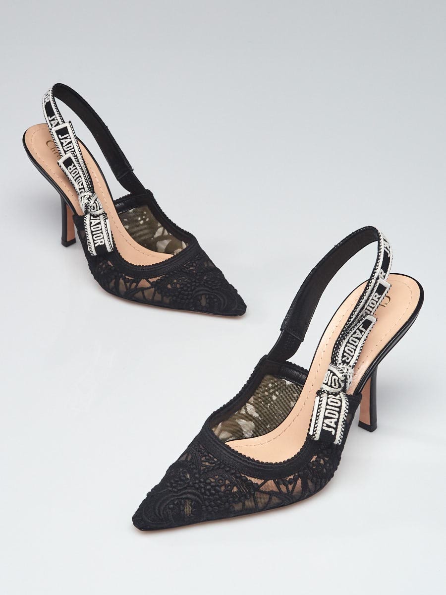 Christian Dior 3” Heels 40.5 Pointed Toe LOGO Slingbacks Leather Brown Logo  Box | eBay