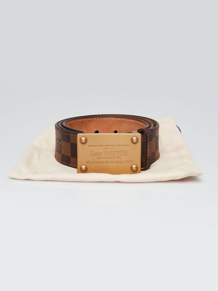 Authentic Louis Vuitton 90/36 Monogram Canvas Leather Ellipse Gold Buckle  Belt