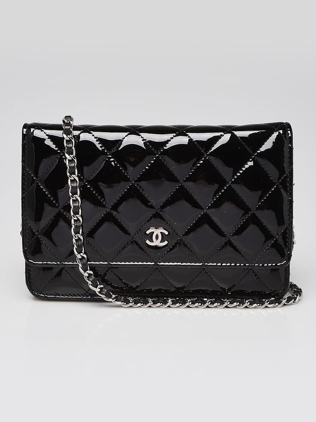 Chanel Black Quilted Patent Leather Classic WOC Clutch Bag