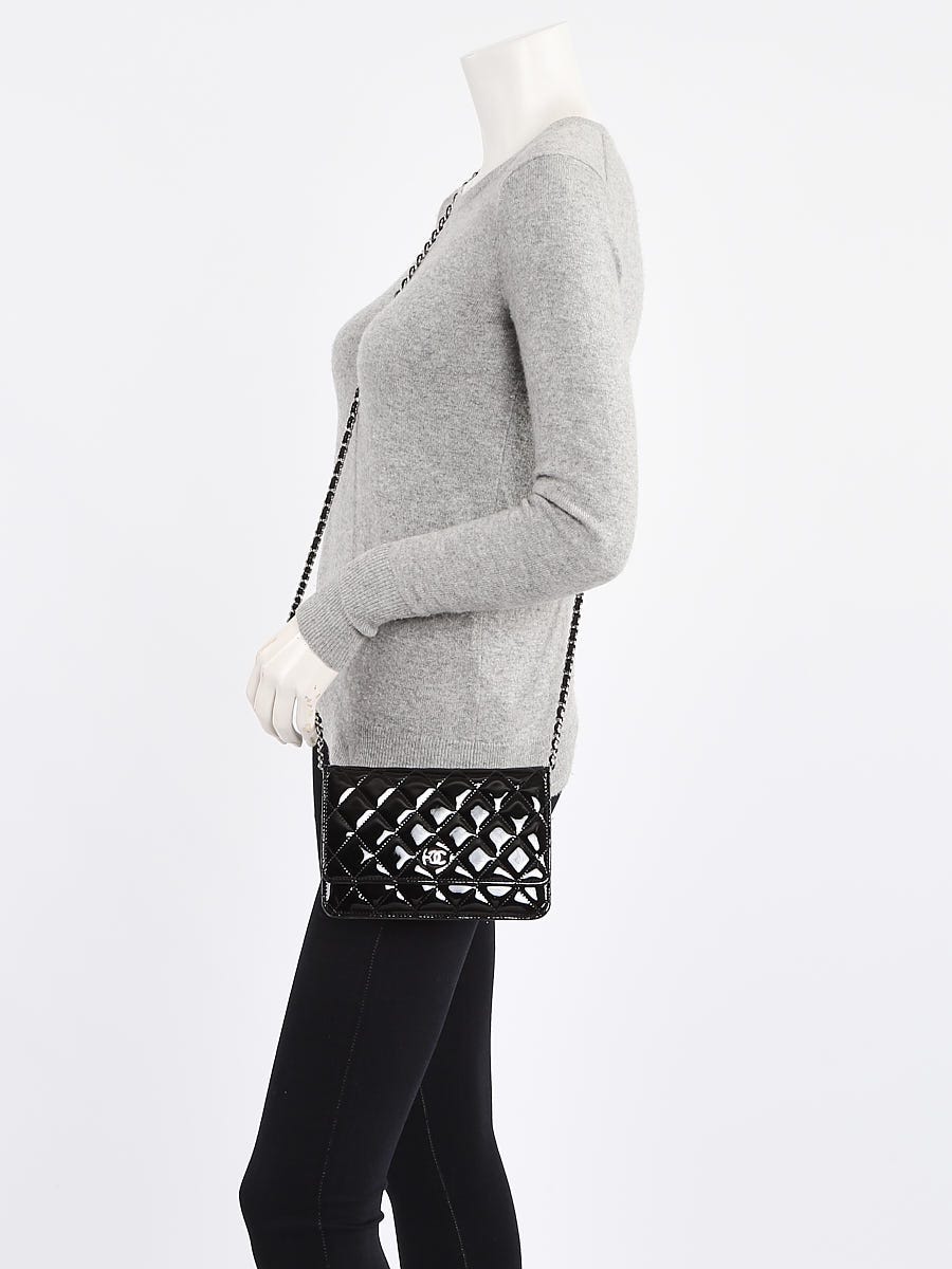 Chanel Black Quilted Patent Leather Classic WOC Clutch Bag