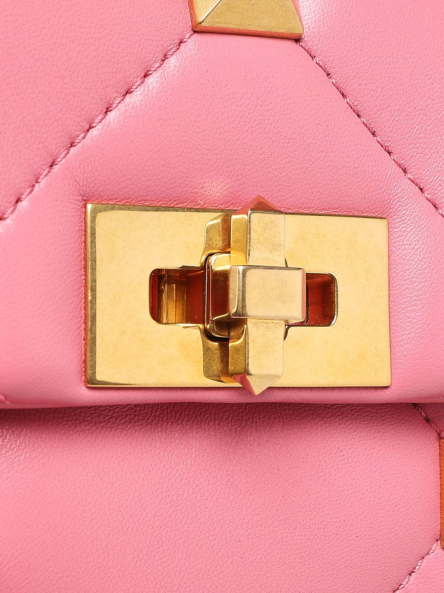 Roman Stud Medium Embellished Leather Shoulder Bag in Pink - Valentino  Garavani