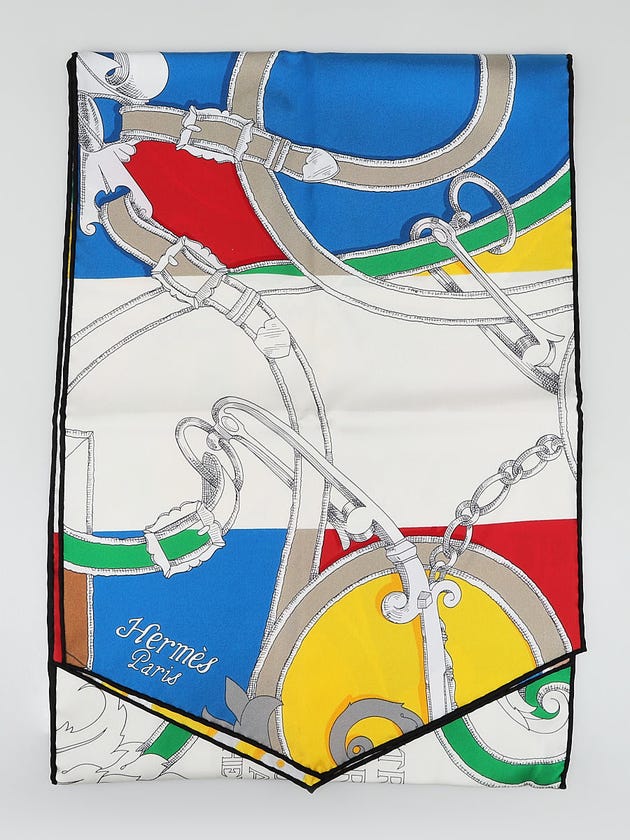 Hermes Multicolor Silk Printed L'Instruction du Roy Bayadere Muffler Scarf