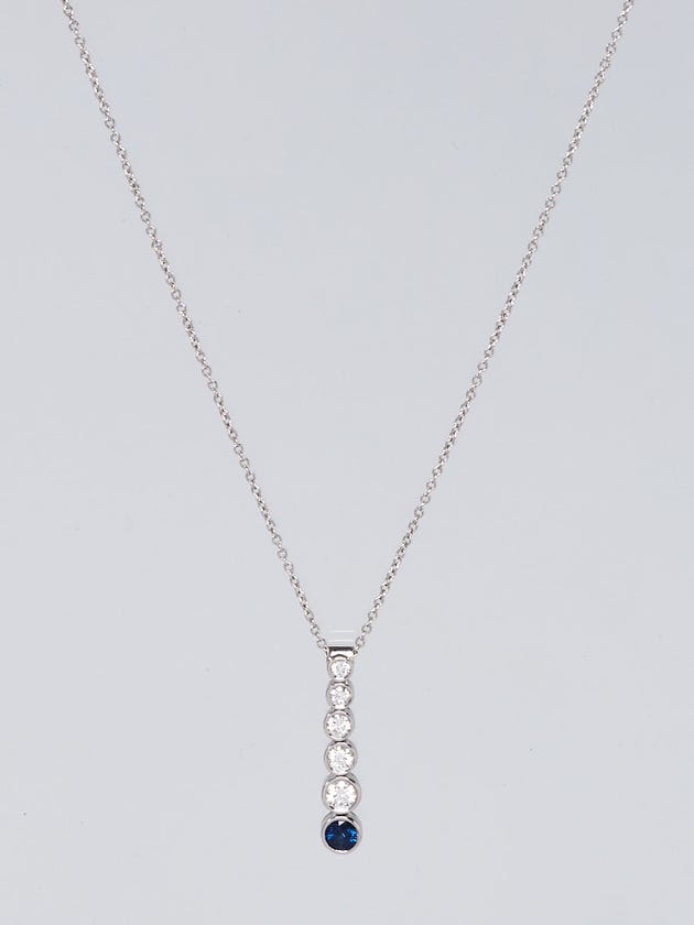 Tiffany & Co. Platinum Graduated Diamond and Sapphire Jazz Drop Pendant