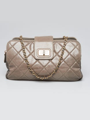 Grey Quilted Glazed Calfskin Leather Reissue Chain Shoulder Bag